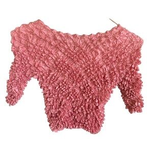 Vintage Pink Scrunchie Popcorn Y2K Semi Sheer Stretchy Women’s Crop Top